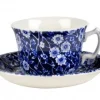 Burleigh Blue Calico Teacup and Saucer- Tea|Teacups