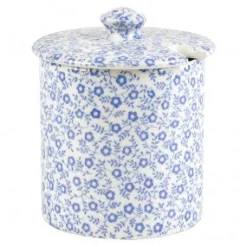 Burleigh Blue Felicity Covered Jam/Sugar Pot- Jam Pots