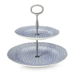 Burleigh Blue Felicity 2 Tier Cake Stand- Serving Plates & Boards