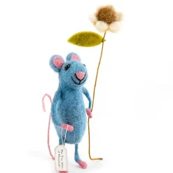 Sew Heart Felt Blue Mouse Holding A Flower- Children
