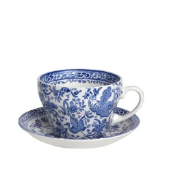 Burleigh Blue Regal Peacock Breakfast Cup and Saucer- Tea|Teacups