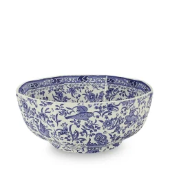 Burleigh Blue Regal Peacock Octagonal Bowl- Bowls & Dishes