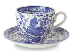 Burleigh Blue Regal Peacock Teacup and Saucer- Tea|Teacups