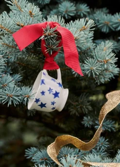 Emma Bridgewater Blue Star Tiny Teacup Boxed- Christmas Decorations