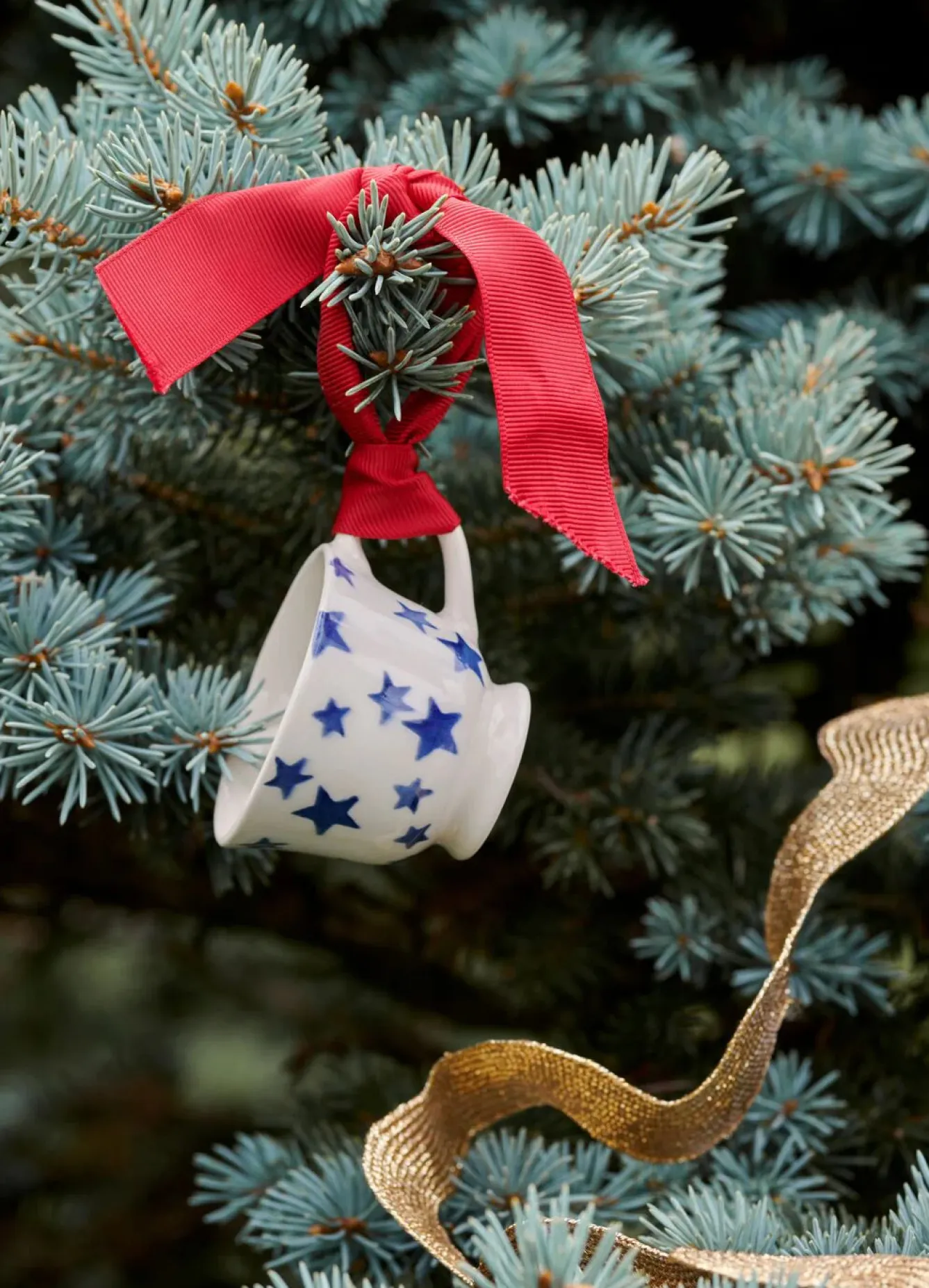 Emma Bridgewater Blue Star Tiny Teacup Boxed- Christmas Decorations