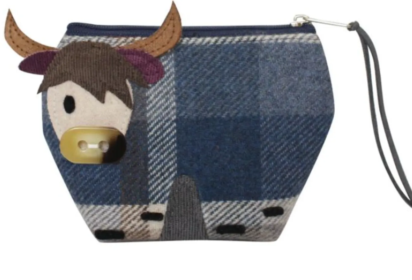 Earth Squared Bags Blue Tantallon Highland Cow Tweed Purse- Bags