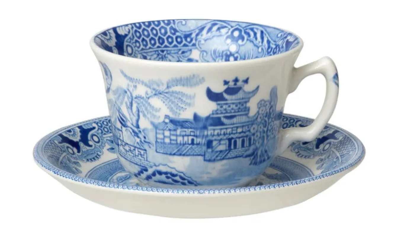 Burleigh Blue Willow Teacup and Saucer- Tea|Teacups