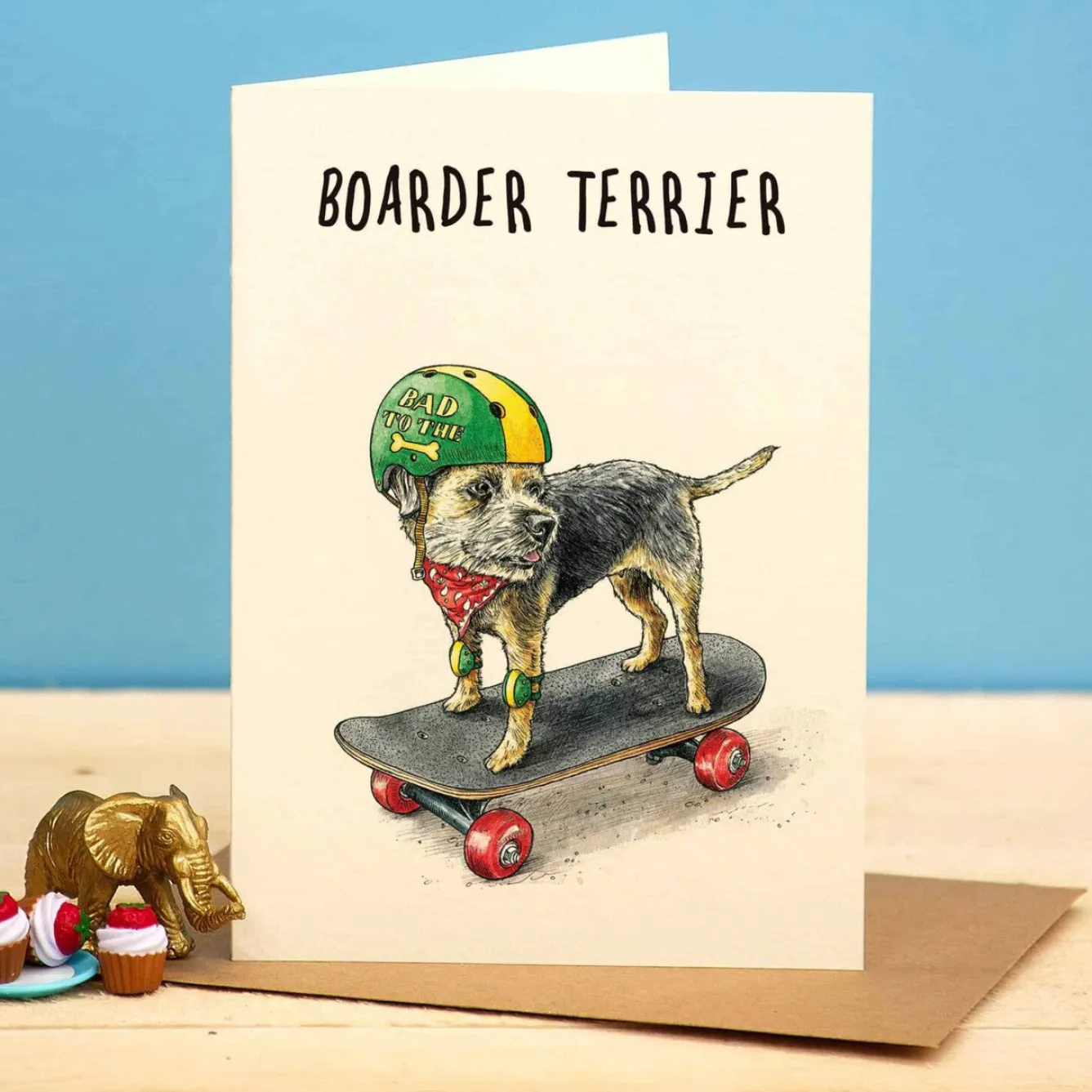 Bewilderbeest Boarder Terrier Greetings Card- Greeting Cards
