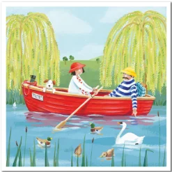 Emma Ball Boating on the Pond Greetings Card- Greeting Cards