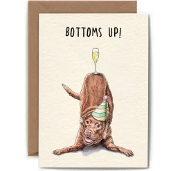 Bewilderbeest Bottoms Up Dog Greetings Card- Greeting Cards