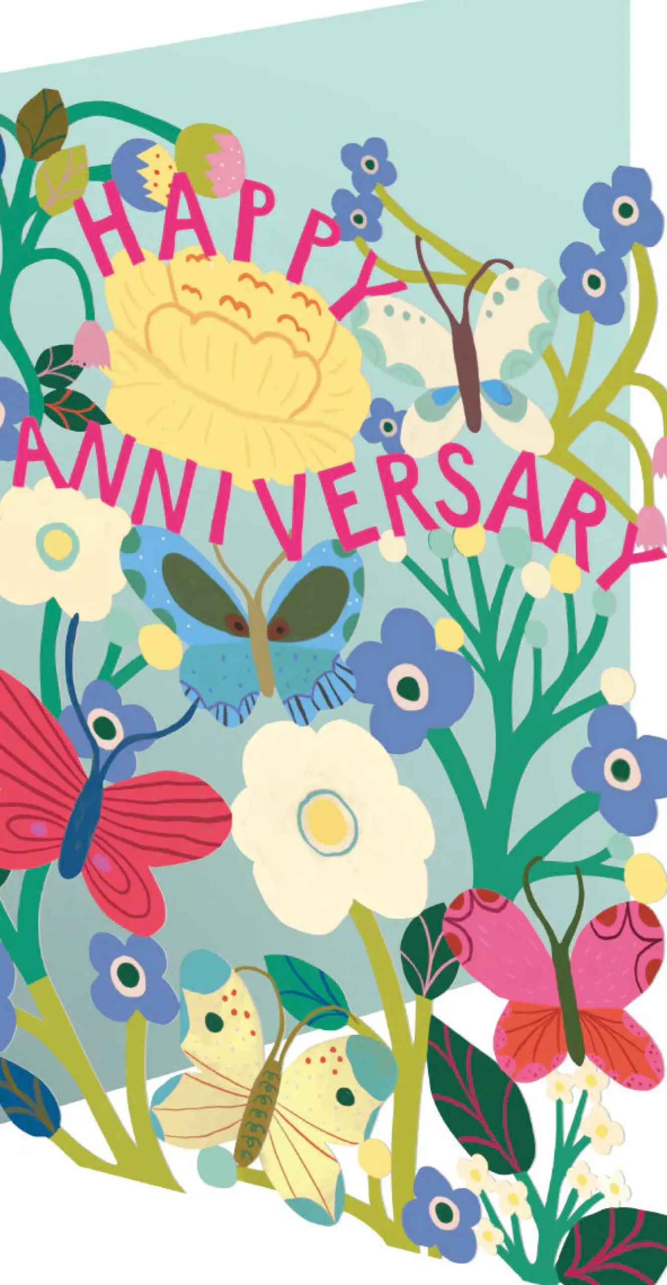 Roger La Borde Bright Butterflies Happy Anniversary Laser Greeting Card- Greeting Cards