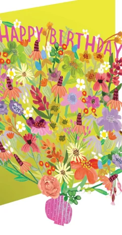 Roger La Borde Bright Flowers, Birthday Laser Greeting Card- Greeting Cards