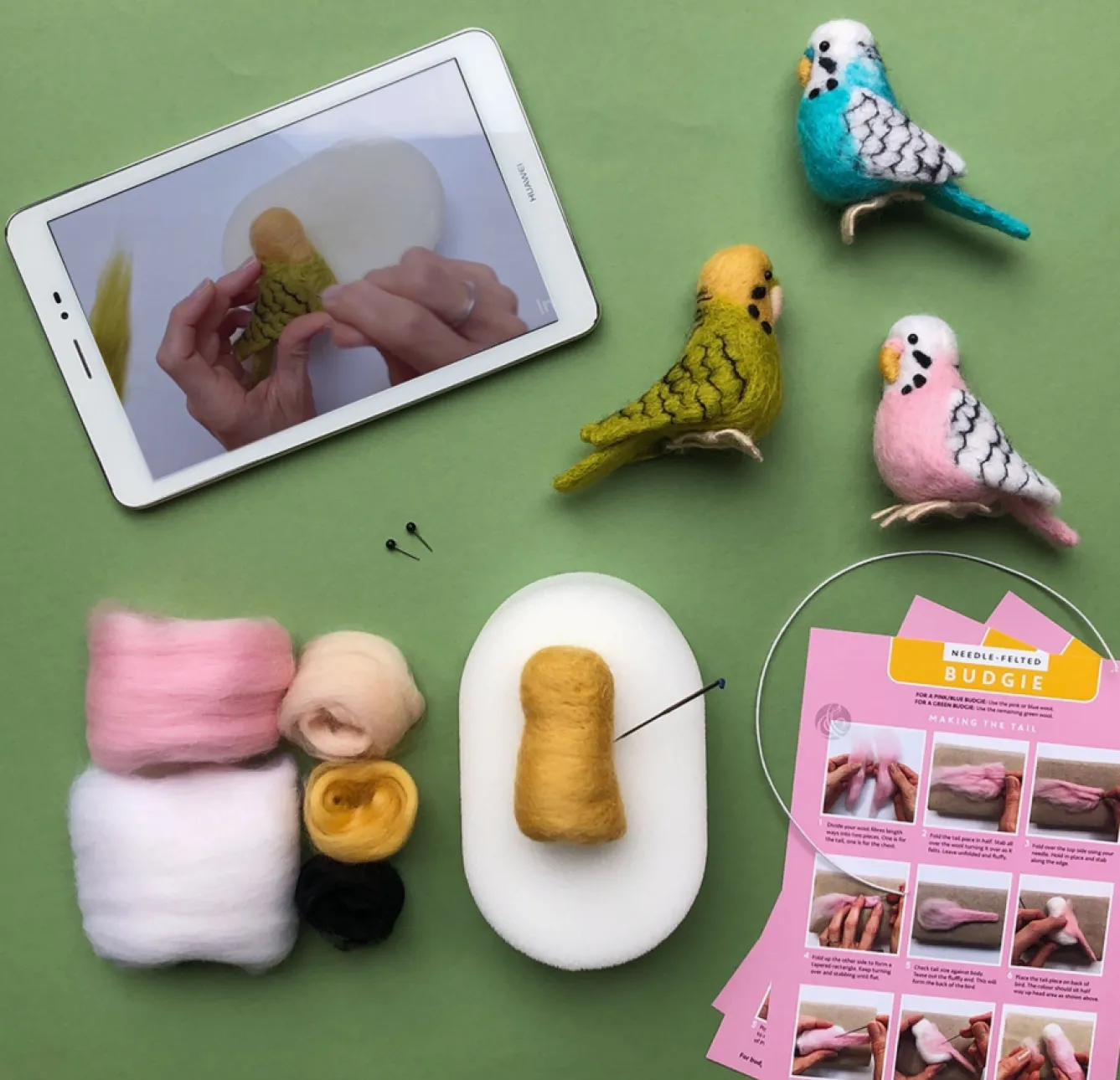 Bergin & Bath Buddy the Blue Budgie Needle Felting Kit- Crafts