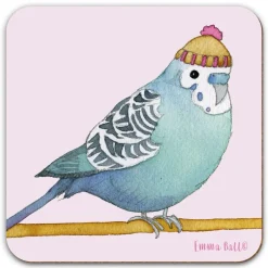 Emma Ball Budgie in a Beanie Coaster- Tea|Coasters