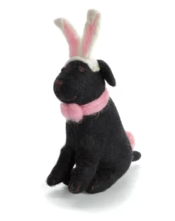 Amica Felt Bunny Earred Sitting Black Labrador Felt Decoration- Easter|Seasonal Decor