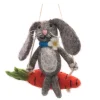 Amica Felt Bunny on a Carrot Swing  Felt Decoration- Easter|Seasonal Decor