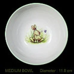 Two Bad Mice Bunny With Butterfly Medium Bone China Bowl- Bowls & Dishes