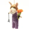 Amica Felt Bunny with Fork & Flowers Felt Decoration- Easter|Seasonal Decor