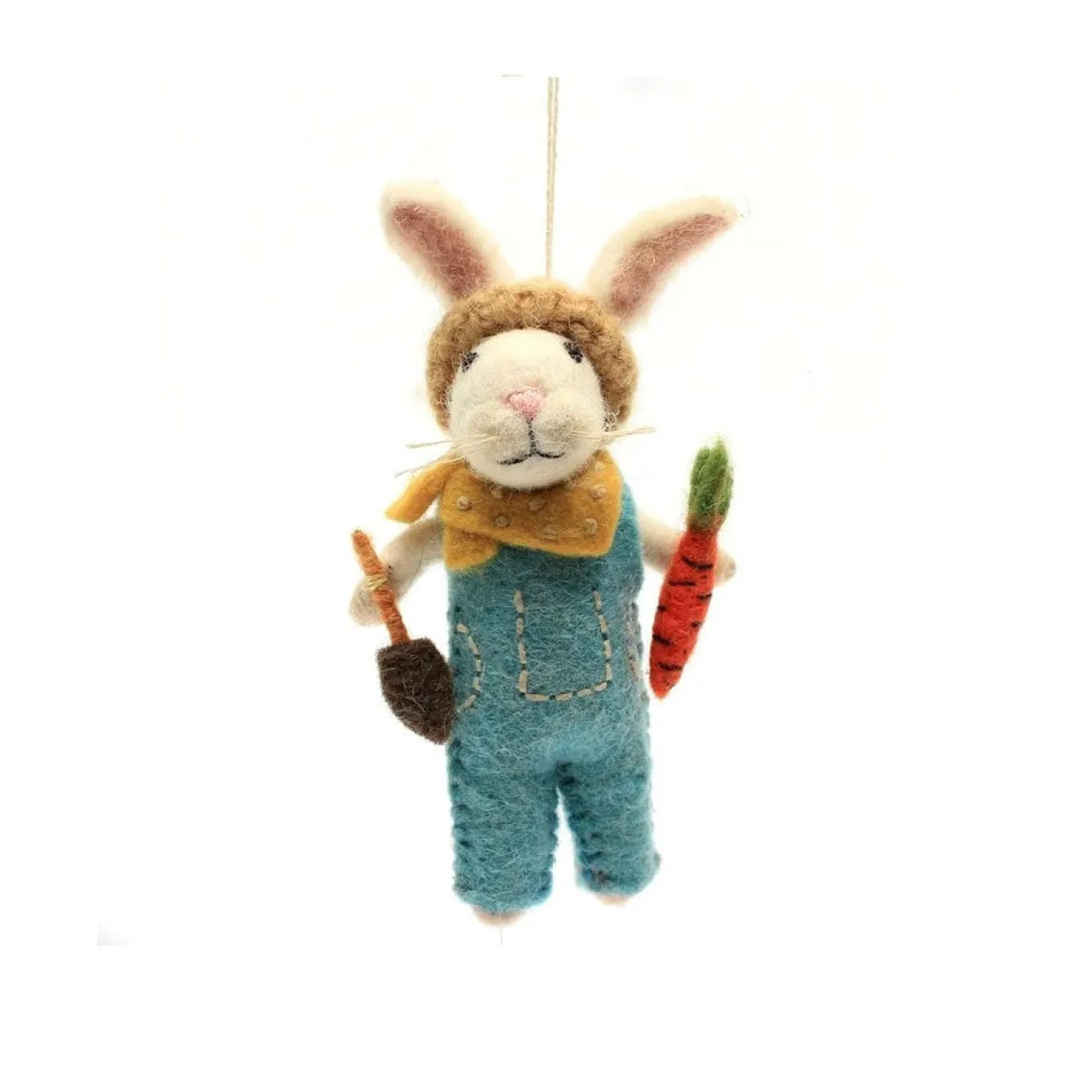 Amica Felt Bunny with Trowel & Carrot Felt Decoration- Easter|Seasonal Decor