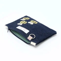 Poppy Treffry Busy Bee Flat Embroidered Zip Purse with Keyring- Storage|Key Chains