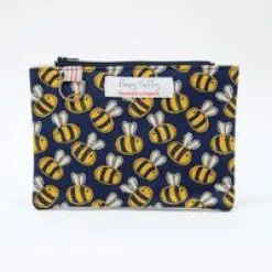 Poppy Treffry Busy Bee Flat Zip Purse with Keyring- Storage|Key Chains