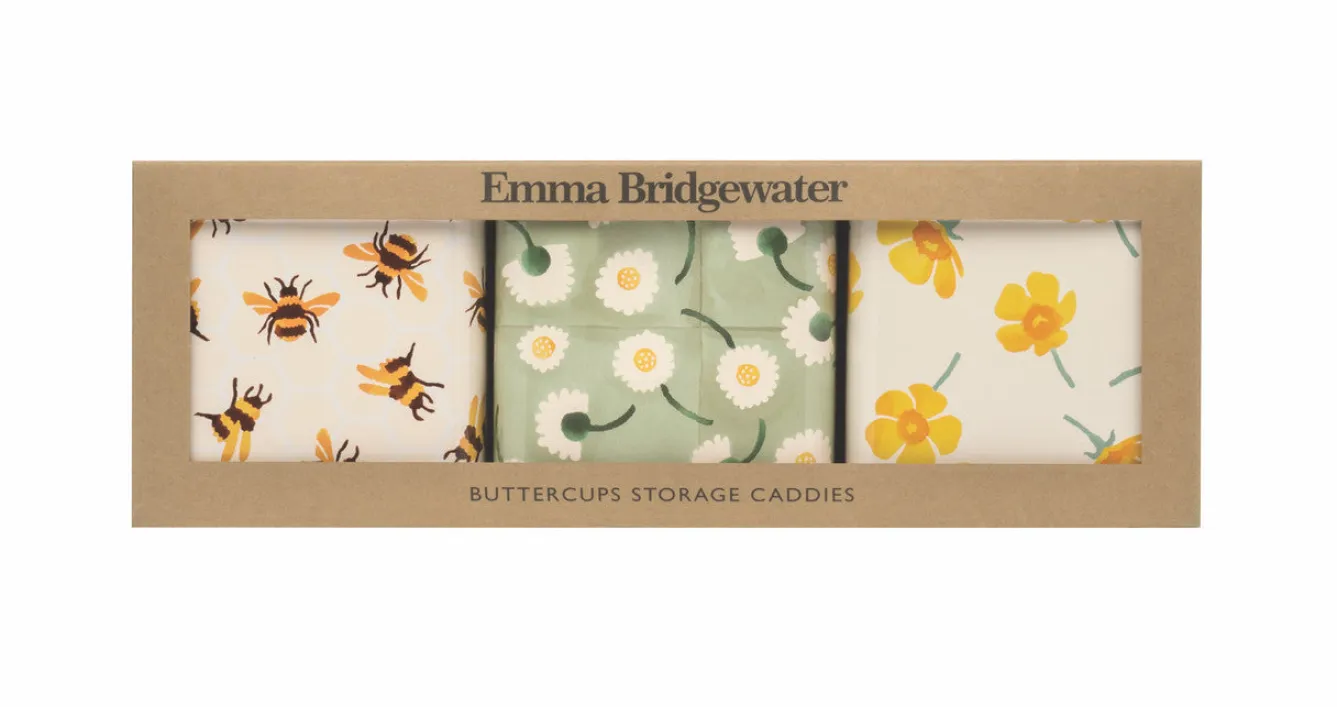 Emma Bridgewater Buttercup Set 3 Square Caddies- Storage Caddies|Storage