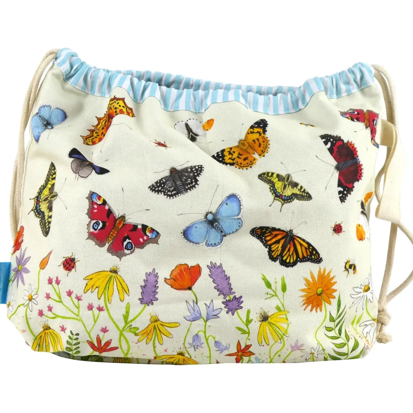 Emma Ball Butterflies Drawstring Cotton Bag- Crafts|Bags