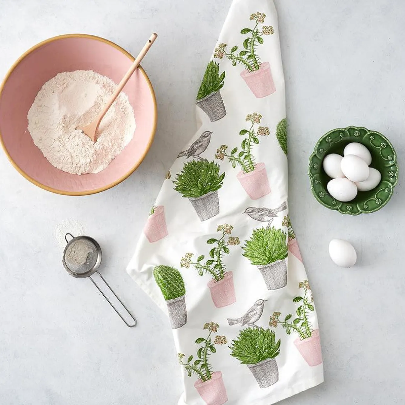 Thornback & Peel Cactus & Bird Tea Towel- Tea|Tea Towels