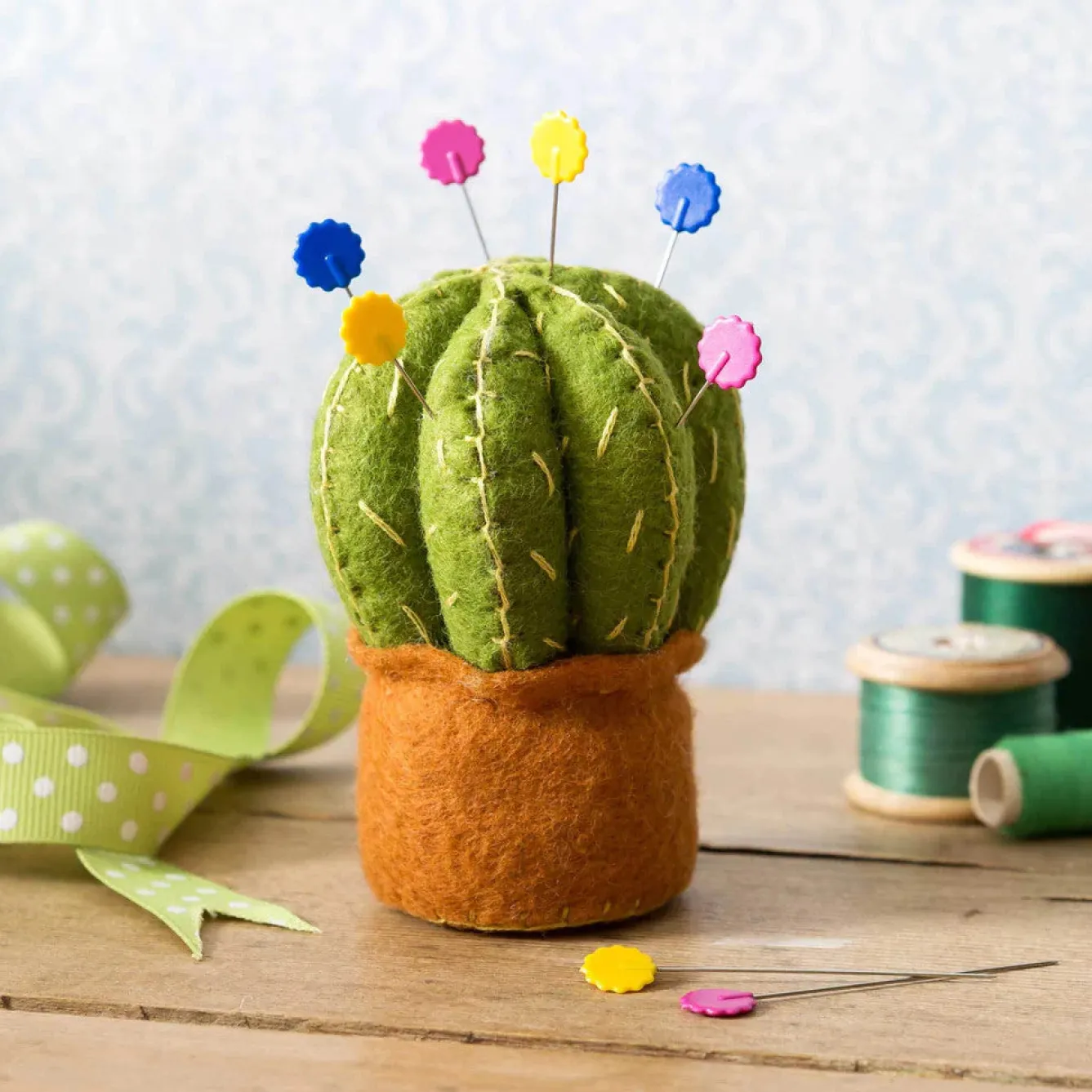 Corinne Lapierre Cactus Pincushion Wool Mix Felt Craft Kit- Crafts