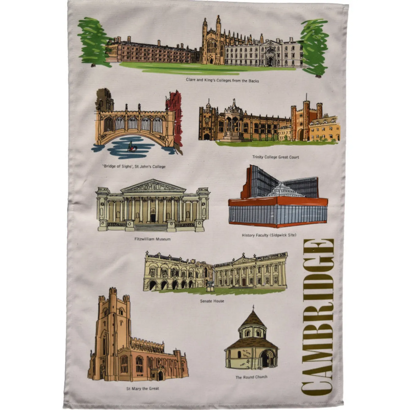 Town Towels Cambridge Landmarks Tea Towel- Tea|Tea Towels