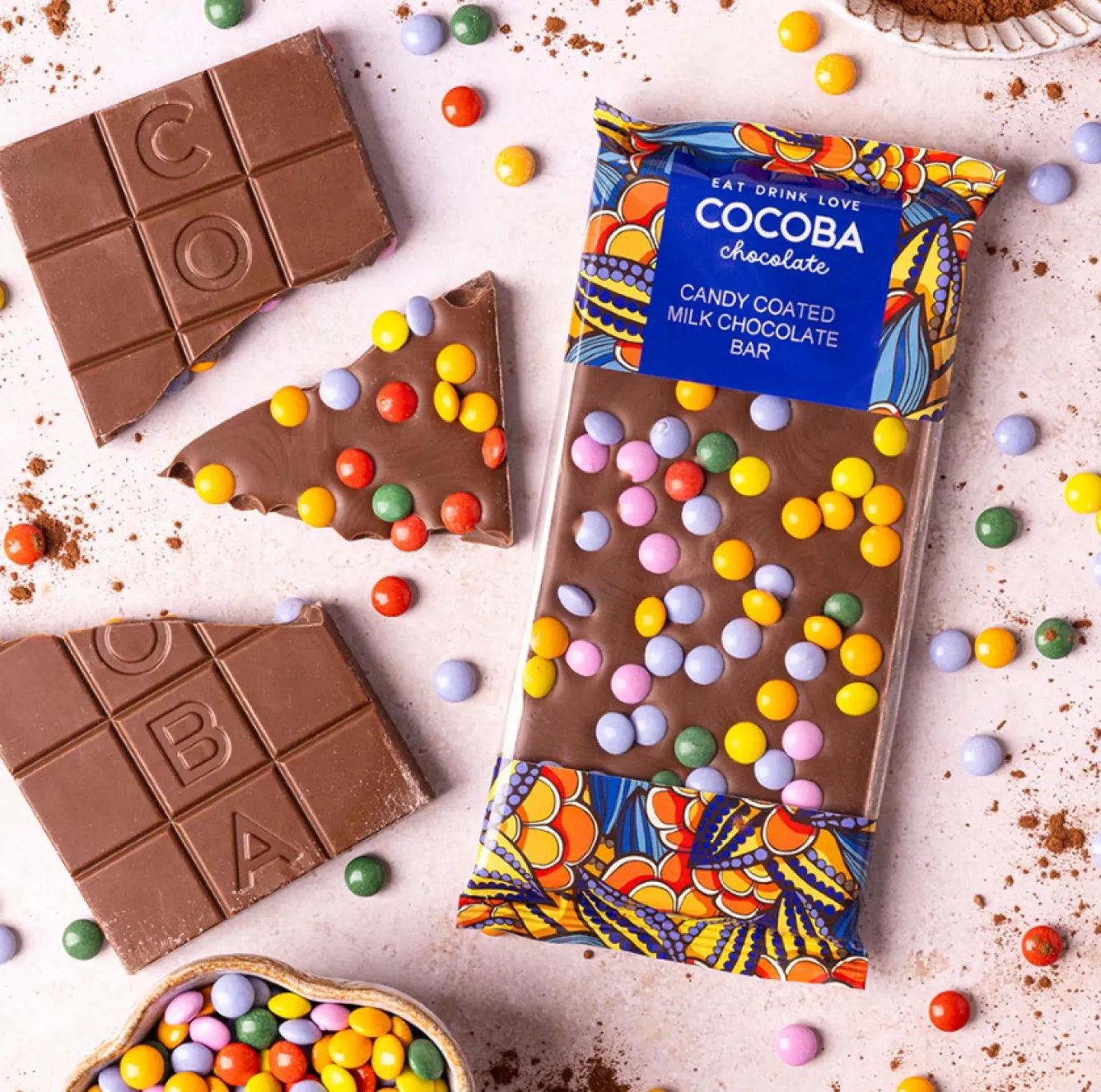 Cocoba Candy Coated Milk Chocolate Bar- Easter