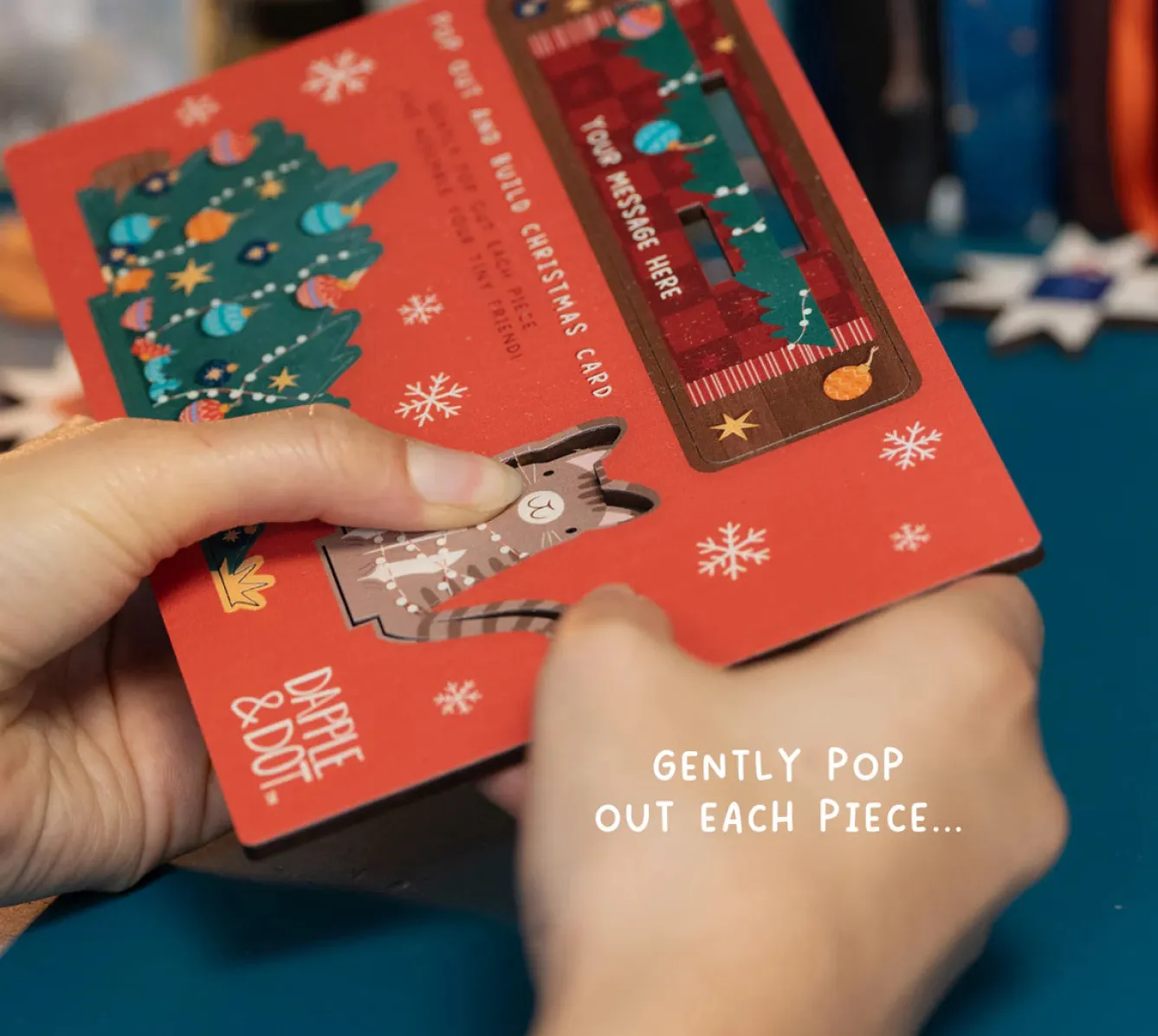Dapple & Dot Cat & Fallen Christmas Tree Pop Out Card- Christmas Cards|Christmas