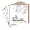 Paper Shed Design Cat and Cherry Blossoms Set of 5 Notecards- Greeting Cards