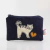 Poppy Treffry Cat Embroidered Flat Coin Purse- Storage|Bags