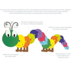 Orange Tree Toys Caterpillar Alphabet Wooden Puzzle- Puzzles|Children