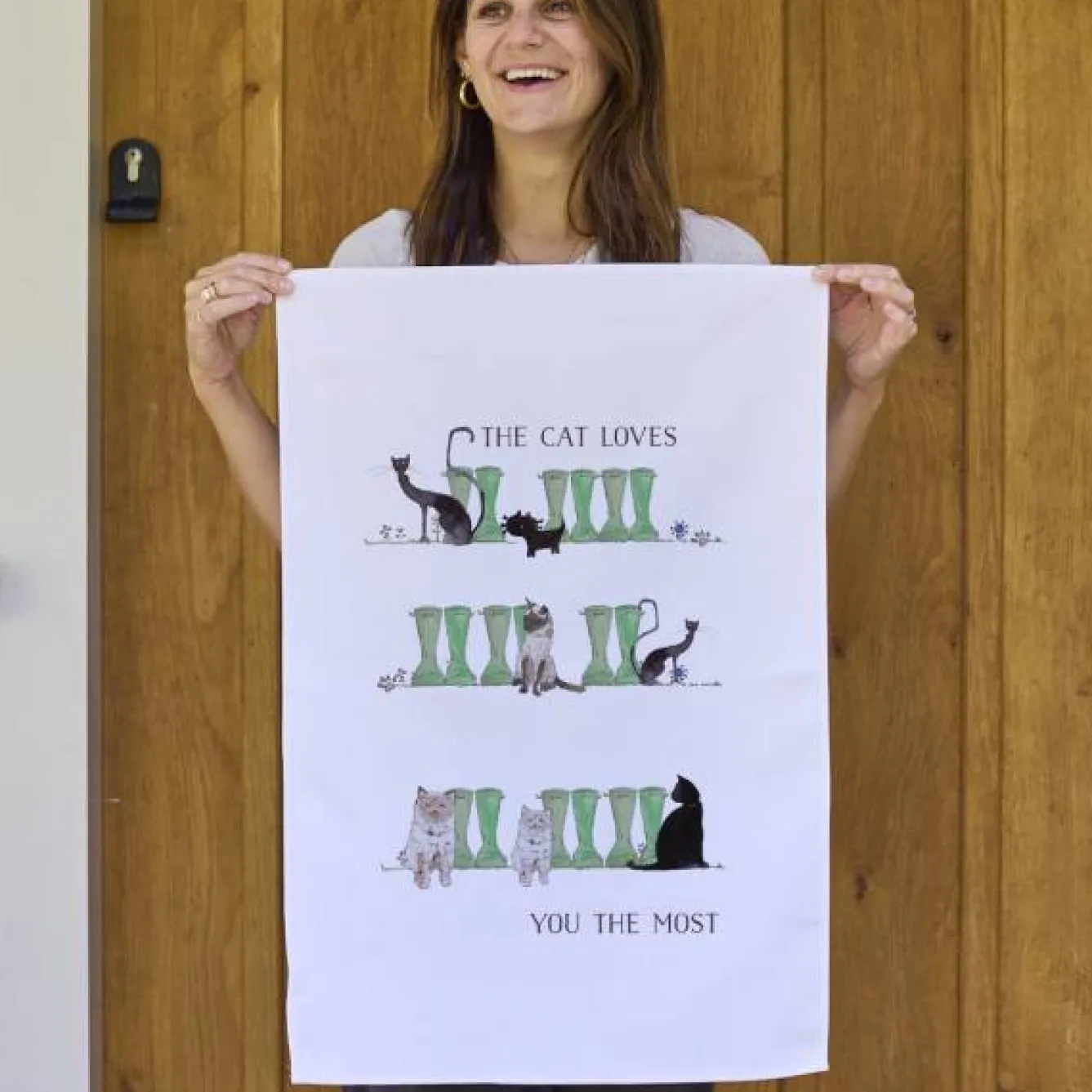 This Is Nessie Cat Lovers Welly Boot Tea Towel by- Tea|Tea Towels