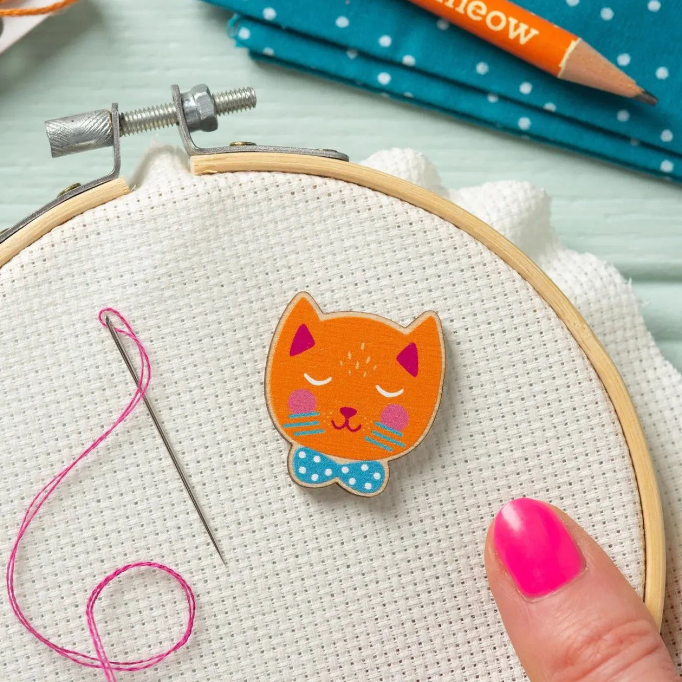 Hawthorn Handmade Cat Magnetic Needle Holder- Crafts
