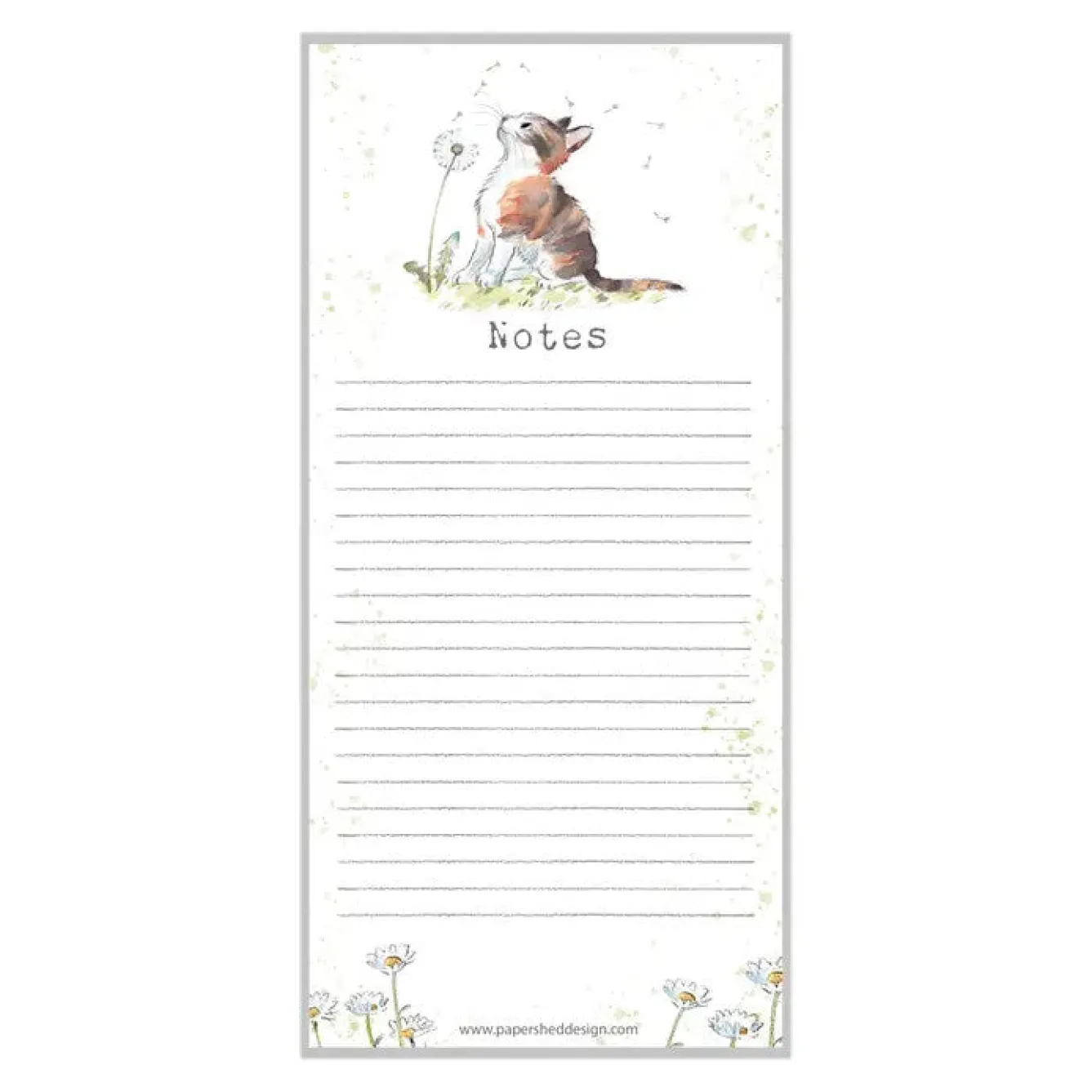 Paper Shed Design Cat with Dandelion "Notes" Magnetic List Pad- Stationery
