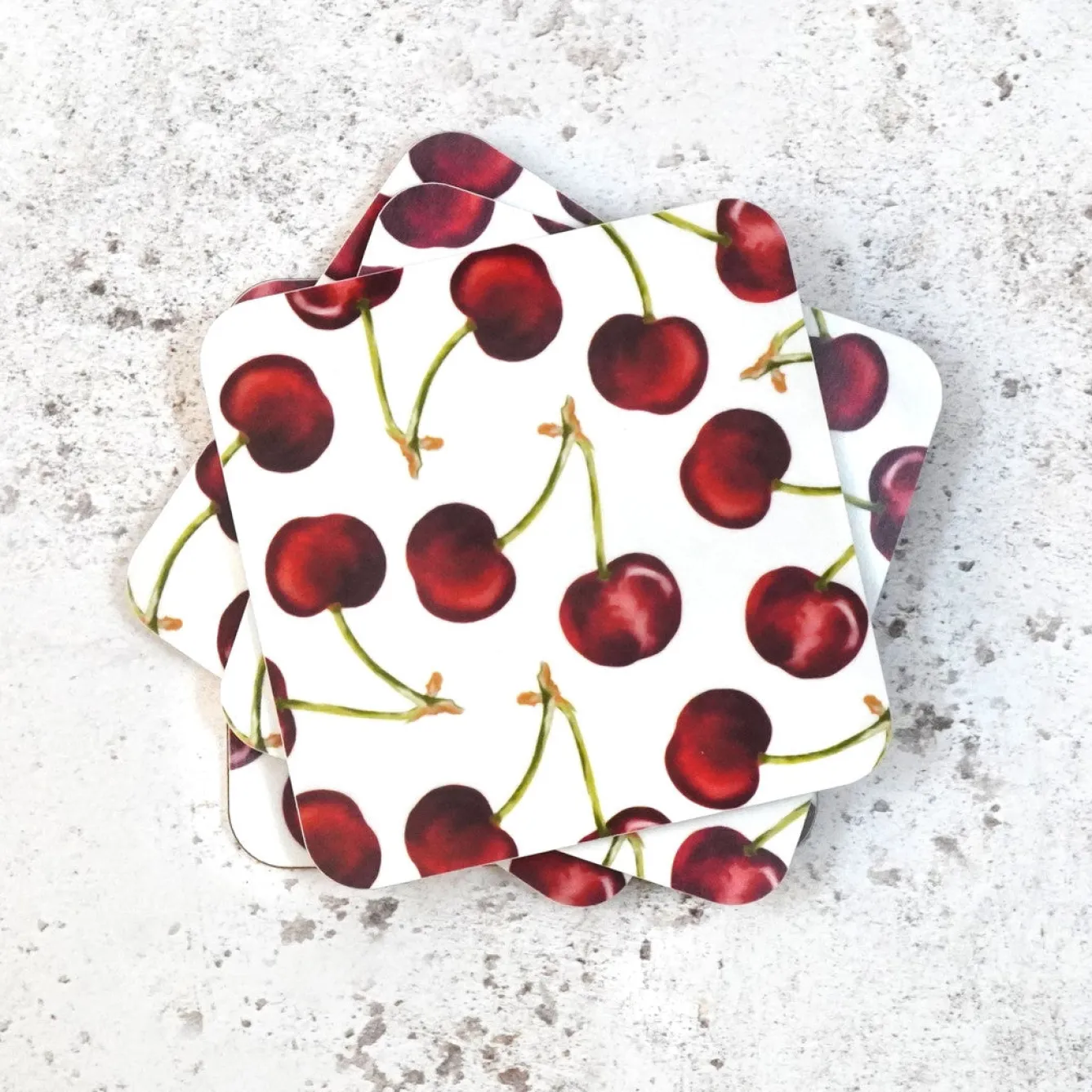 Corinne Alexander Cherry Coaster Set by- Coasters