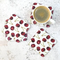 Corinne Alexander Cherry Coaster Set by- Coasters