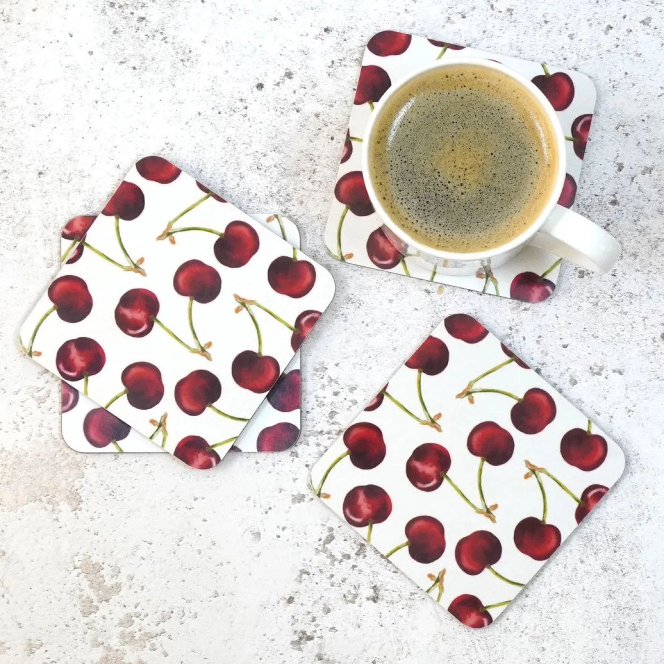 Corinne Alexander Cherry Coaster Set by- Coasters