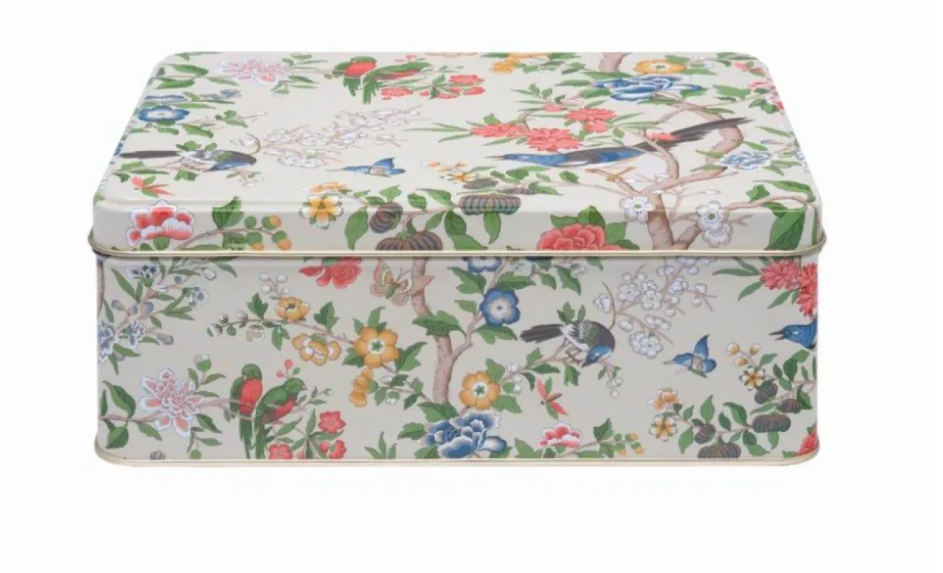 Sanderson Chinoiserie Hall Deep Rectangular Tin- Flowers & Fruits