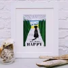 Lucky Lobster Chocolate Dog + Beach = Happy Print Framed- Art