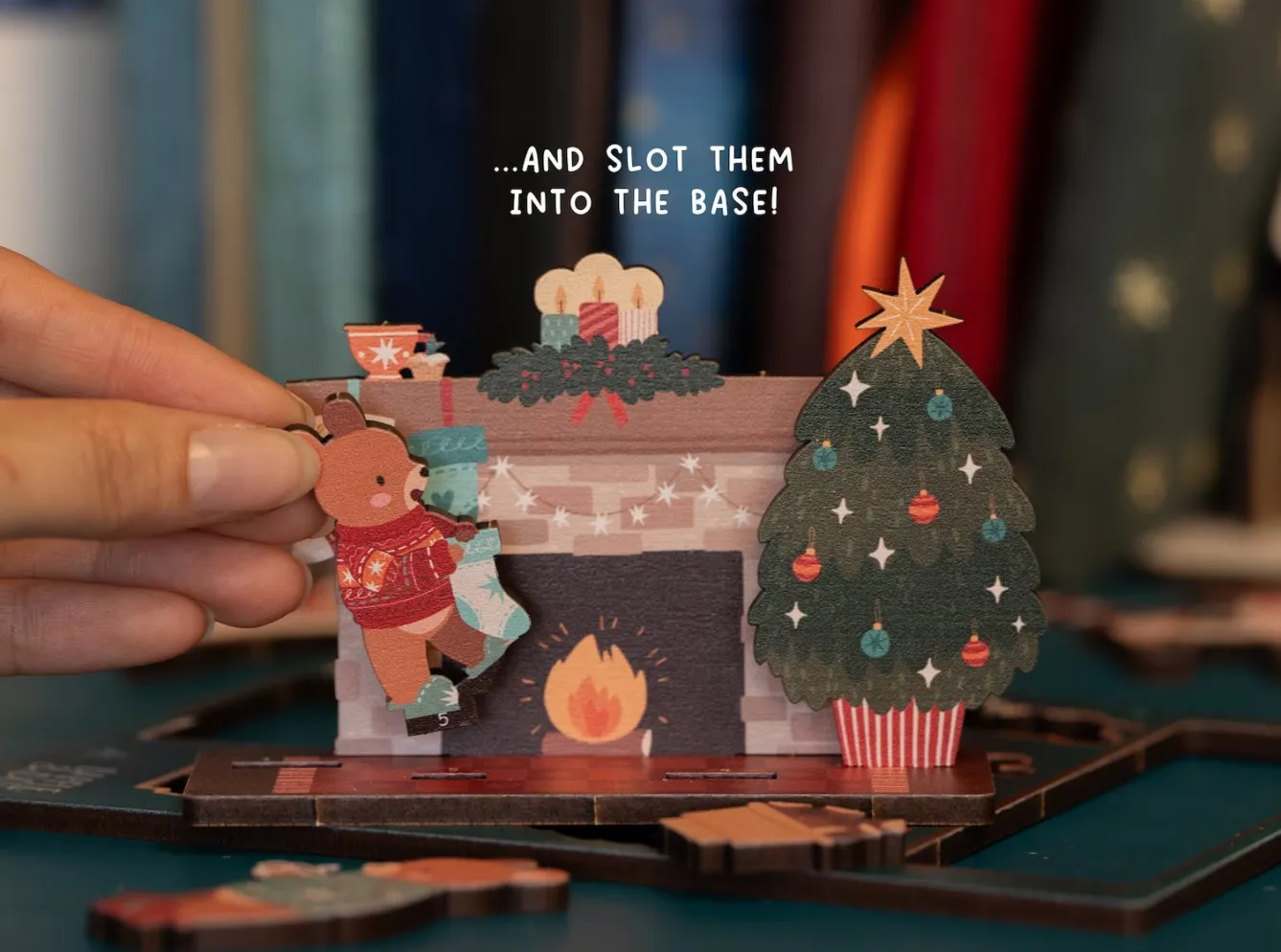 Dapple & Dot Christmas Bears Fireplace Pop Out Card- Christmas Cards|Christmas