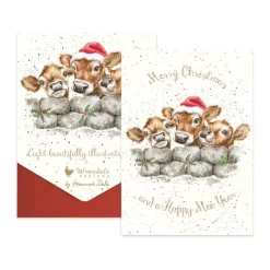 Wrendale Designs 'Christmas Calves' Christmas Card Pack- Christmas Cards|Stationery