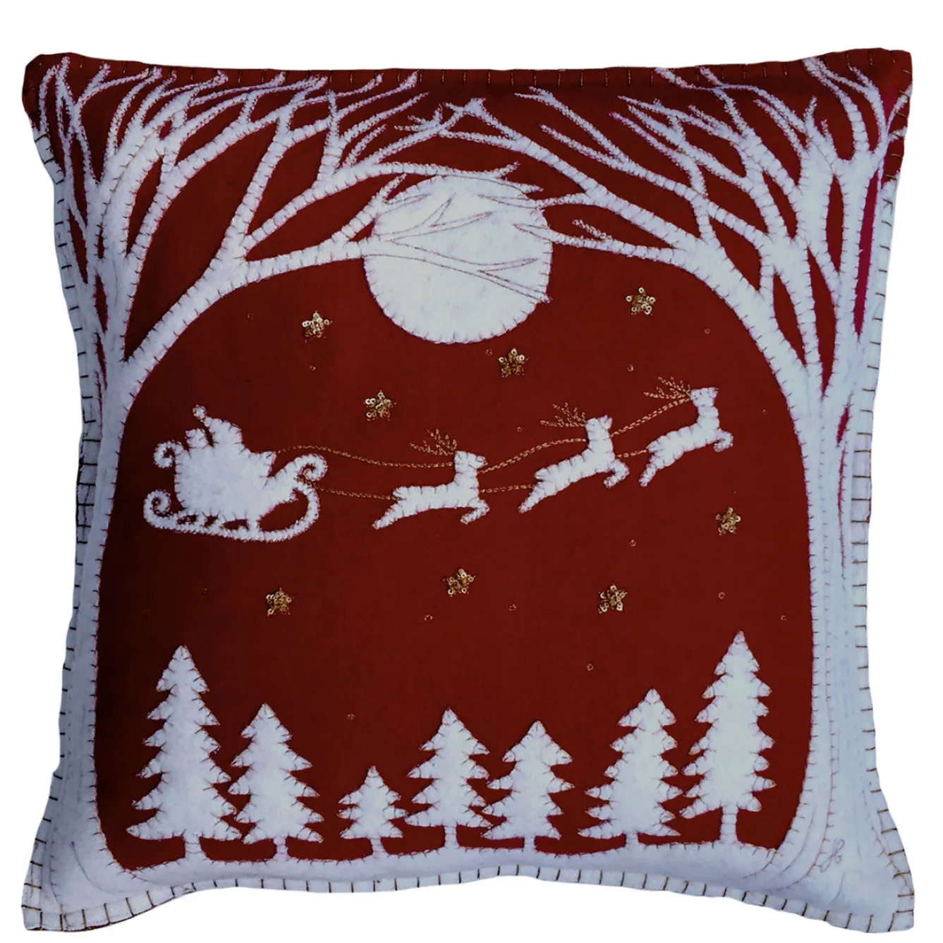 Jan Constantine Christmas Eve Pillow - Red- Seasonal Decor|Pillows & Throws