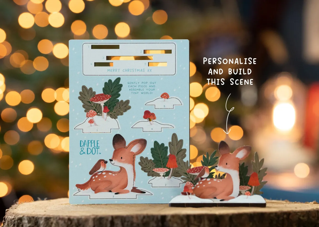 Dapple & Dot Christmas Fawn & Robin Pop Out Card- Christmas Cards|Christmas
