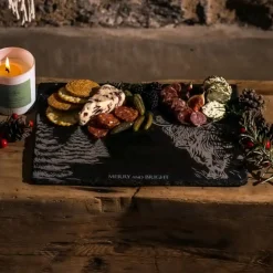 Selbrae Christmas Highland Cow Slate Cheese Board- Serving Plates & Boards