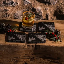 Selbrae Christmas Highland Cow Slate Coasters- Set of 4- Coasters