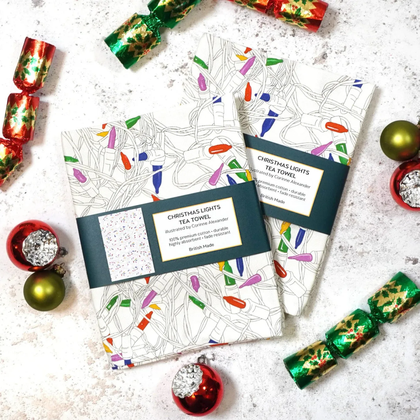 Corinne Alexander Christmas Lights Tea Towel by- Christmas|Tea